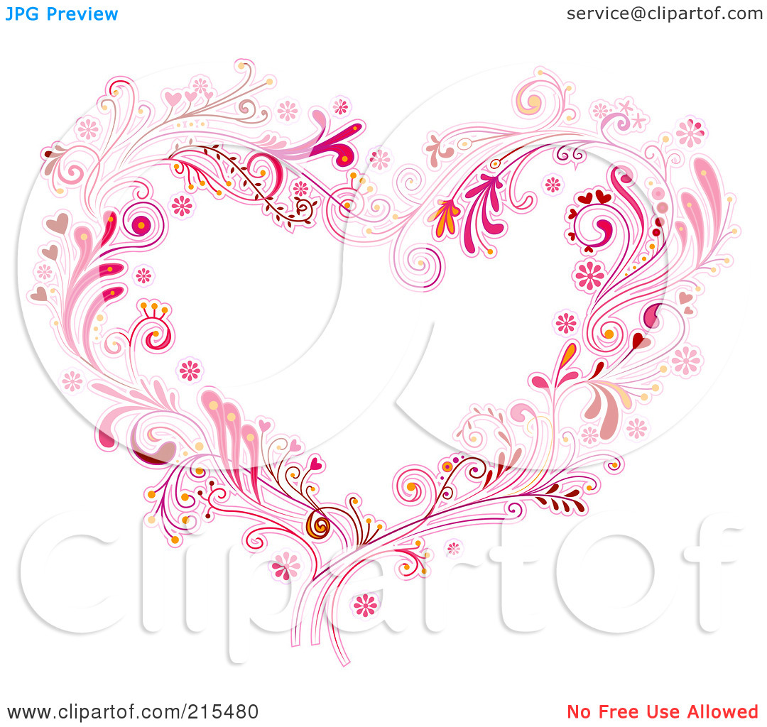 Royalty Free Rf Clipart Illustration Of A Floral Heart Made Of Pink