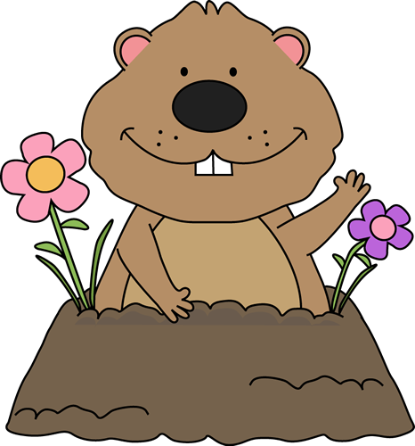 Spring Groundhog Clip Art   Groundhog With Spring Flowers Around Its