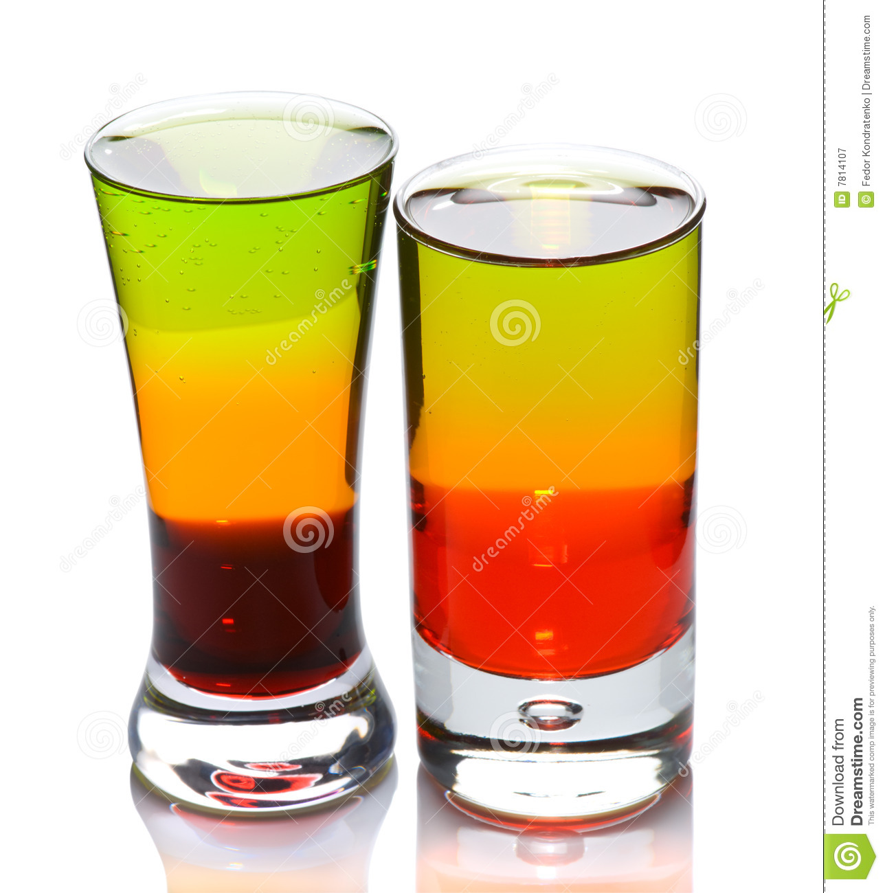 Two Shot Glasses With Layered Cocktails Royalty Free Stock Photography