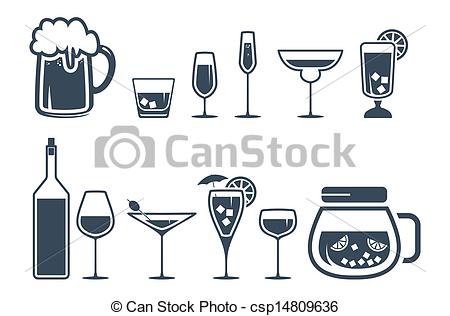Vectors Of Drink Alcohol Beverage Icons Set Csp14809636   Search Clip