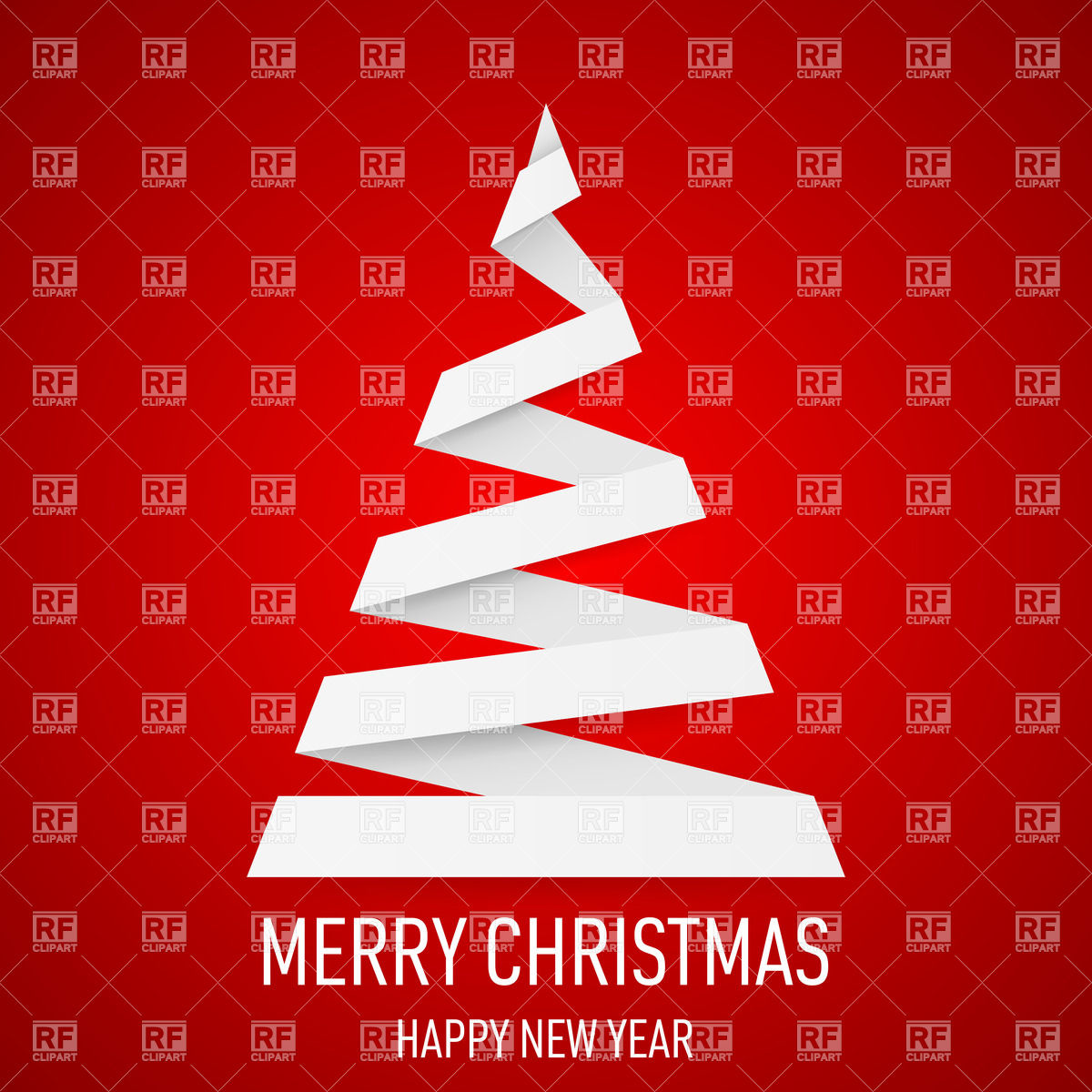 White Christmas Tree In Origami Style On Red Background 26182 Design