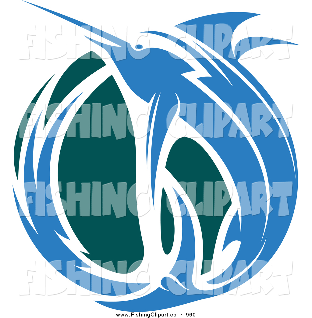     Art Of A Leaping Blue Marlin Fish And Teal Wave By Seamartini Graphics