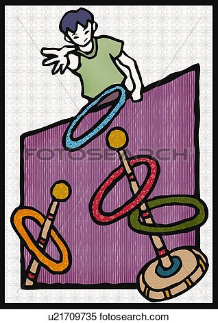 Boy Playing Japanese Ring Toss Front View U21709735   Search Clipart