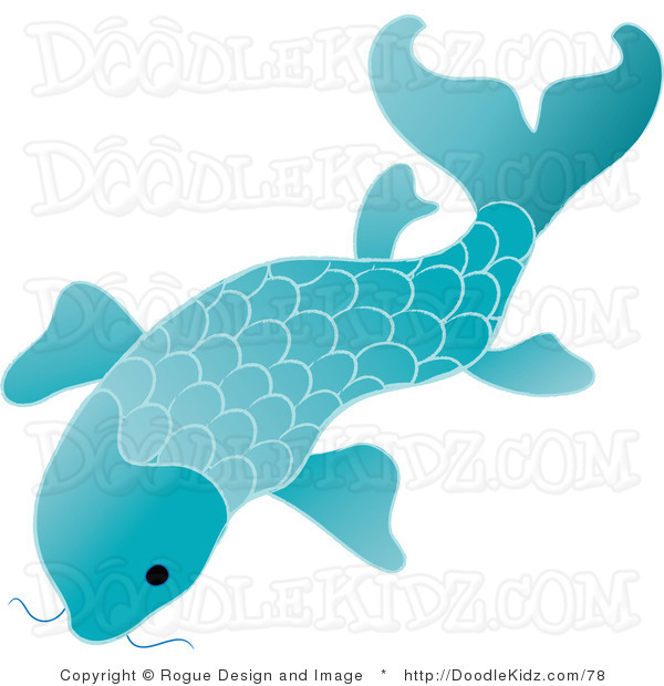     Clipart   Clip Art Image Of A Teal Colored Koi By Pams Clipart    78