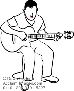 Clipart Illustration Of Simple Line Drawing Of A Young Man Playing A