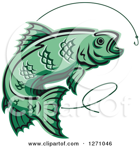 Clipart Of A Swimming Blue Fish   Royalty Free Vector Illustration By
