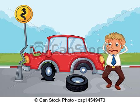 His Damaged Car   Illustration Of A    Csp14549473   Search Clipart