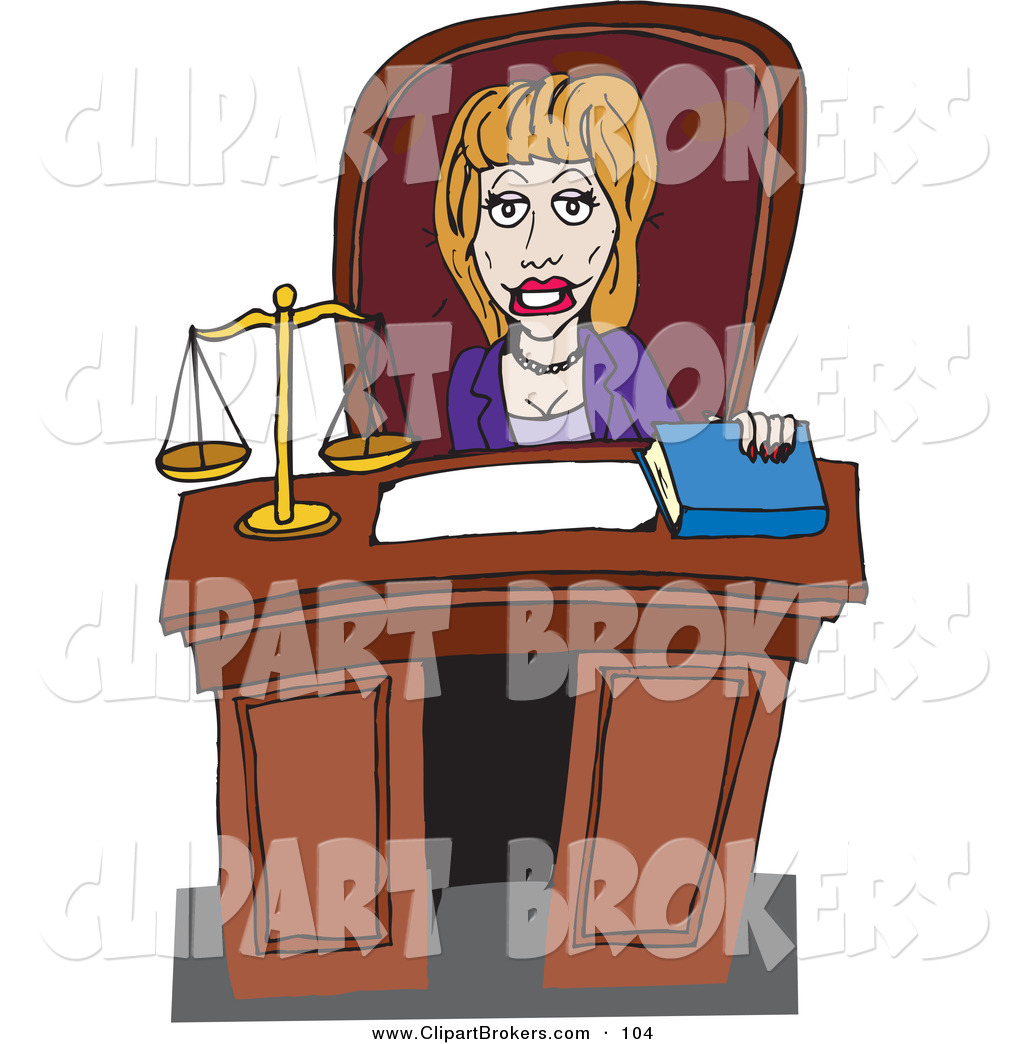 Larger Preview  Clip Art Of A White Female Attorney Sitting Behind A
