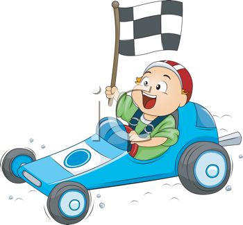 On Royalty Free Clip Art Image Boy Driving A Go Kart With A Checkered