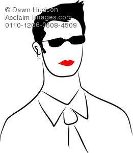 Simple Line Drawing Of A Portrait Of A Handsome Young Man Clipart