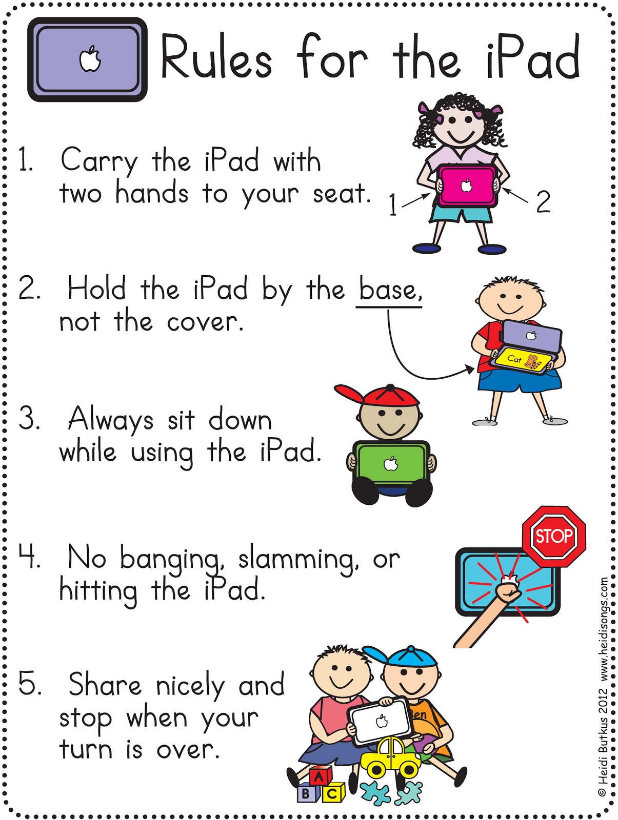 Tips For The One Ipad Classroom And A Free Ipad Rules Poster    Heidi