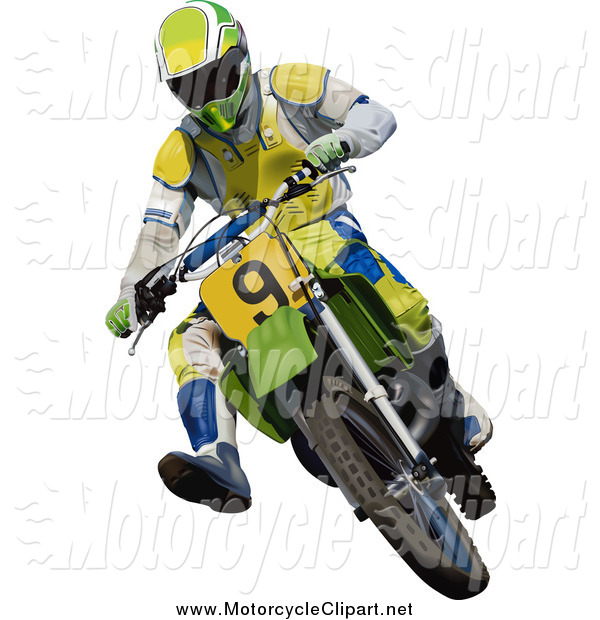 Transportation Clipart Of A Motocross Man Turning On A Dirt Bike By