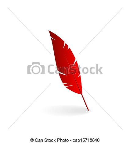 Vector Of Red Feather Isolated On White Background   Illustration Red