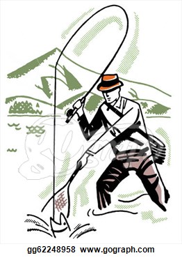 Vintage Image Of A Man Fishing  Clipart Drawing Gg62248958   Gograph