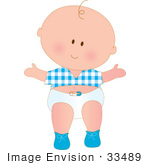 33489 Clipart Of A Baby Boy With One Strand Of Curly Hair Wearing A