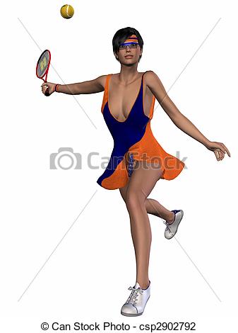   3d Render Of An Female Tennis Player Csp2902792   Search Clipart    