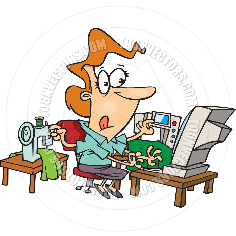 Cartoon Woman Multitasking By Ron Leishman   Toon Vectors Eps  11554