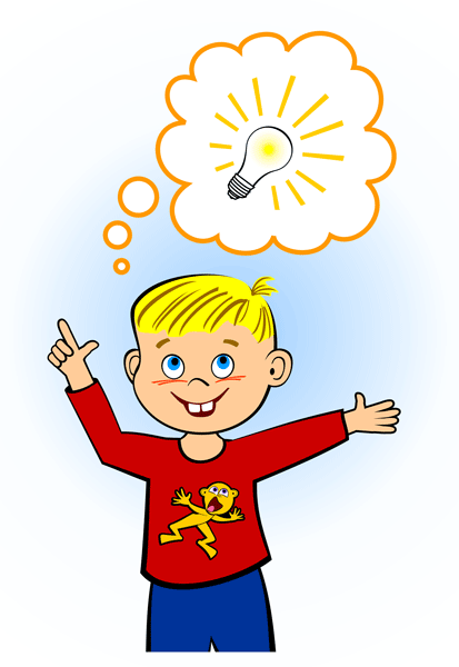Clip Art Illustration Of A Small Boy Having A Great Idea  Shown By