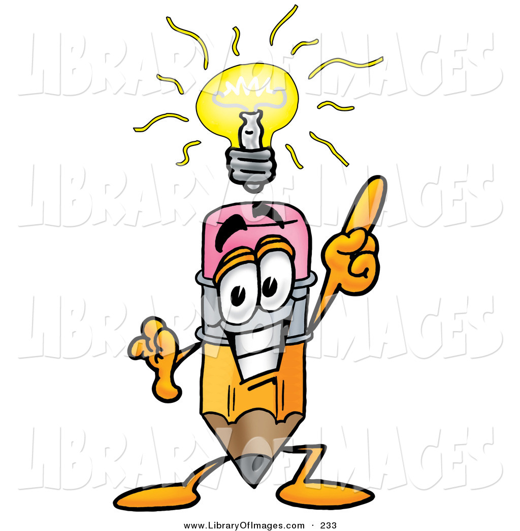 Clip Art Of A Friendly Pencil Mascot Cartoon Character With A Bright