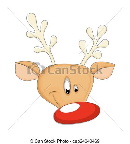 Clip Art Vector Of Funny Happy Reindeer Animal Face   Cartoon Funny    