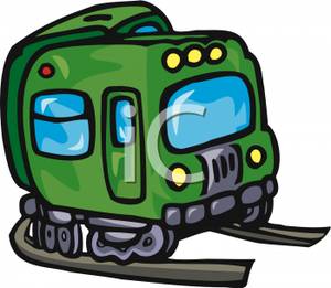 Colorful Cartoon Of A Kids Train Set   Royalty Free Clipart Picture