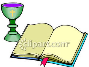 Communion Cup And An Open Bible   Royalty Free Clipart Picture