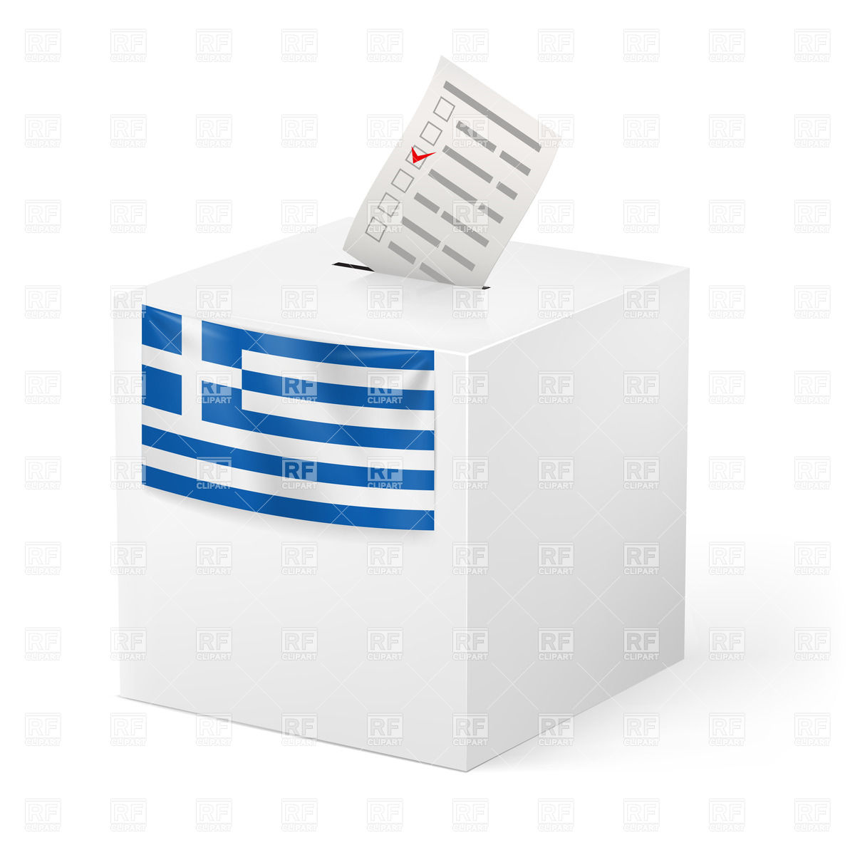 Election In Greece  Ballot Box With Voting Paper Objects Download