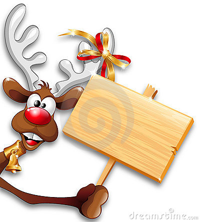 Funny Reindeer Cartoon With A Wooden Panel Background 