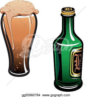 Glass Of German Beer And Bottle Isolated On White  Clipart Gg55960784
