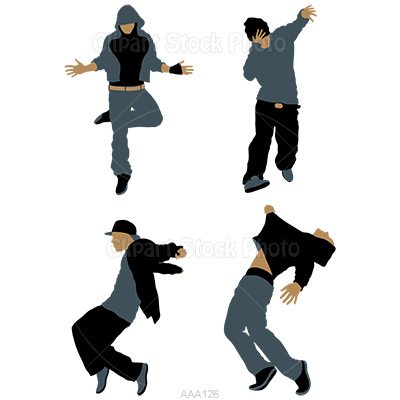 Hip Hop Popping Dance Clipart Male Street Dancers Silhouette