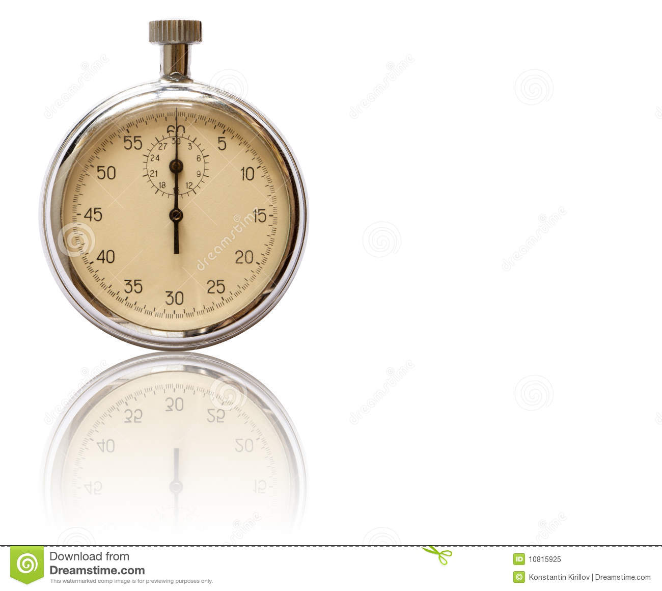 Old Stopwatch With Reverberation Isolated On White Background With    