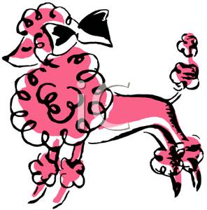 Pink Poodle With Black Bow