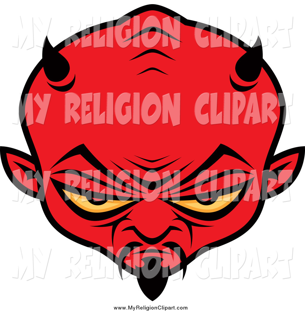 Religion Clip Art Of A Red Satan Head With Yellow Eyes