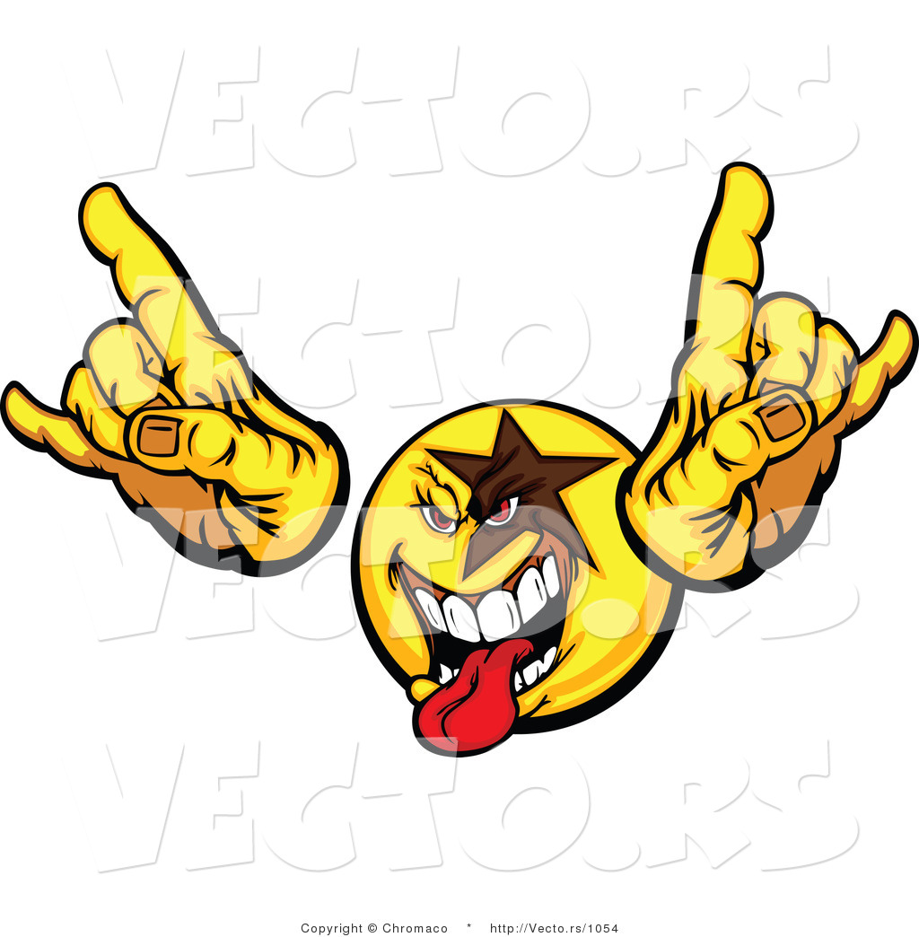 Rocker Clipart Cartoon Vector Of A Rocker Smiley Hand Gesturing Sign