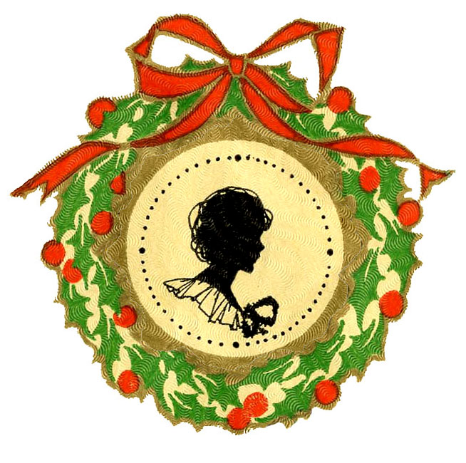 Vintage Christmas Clip Art   Wreath Frame   Silhouette   The Graphics