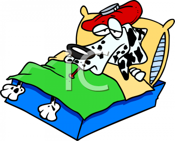 0511 0810 2317 3369 Dog Sick In Bed Clipart Image