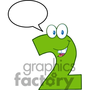 4974 Clipart Illustration Of Number Two Cartoon Mascot Character With