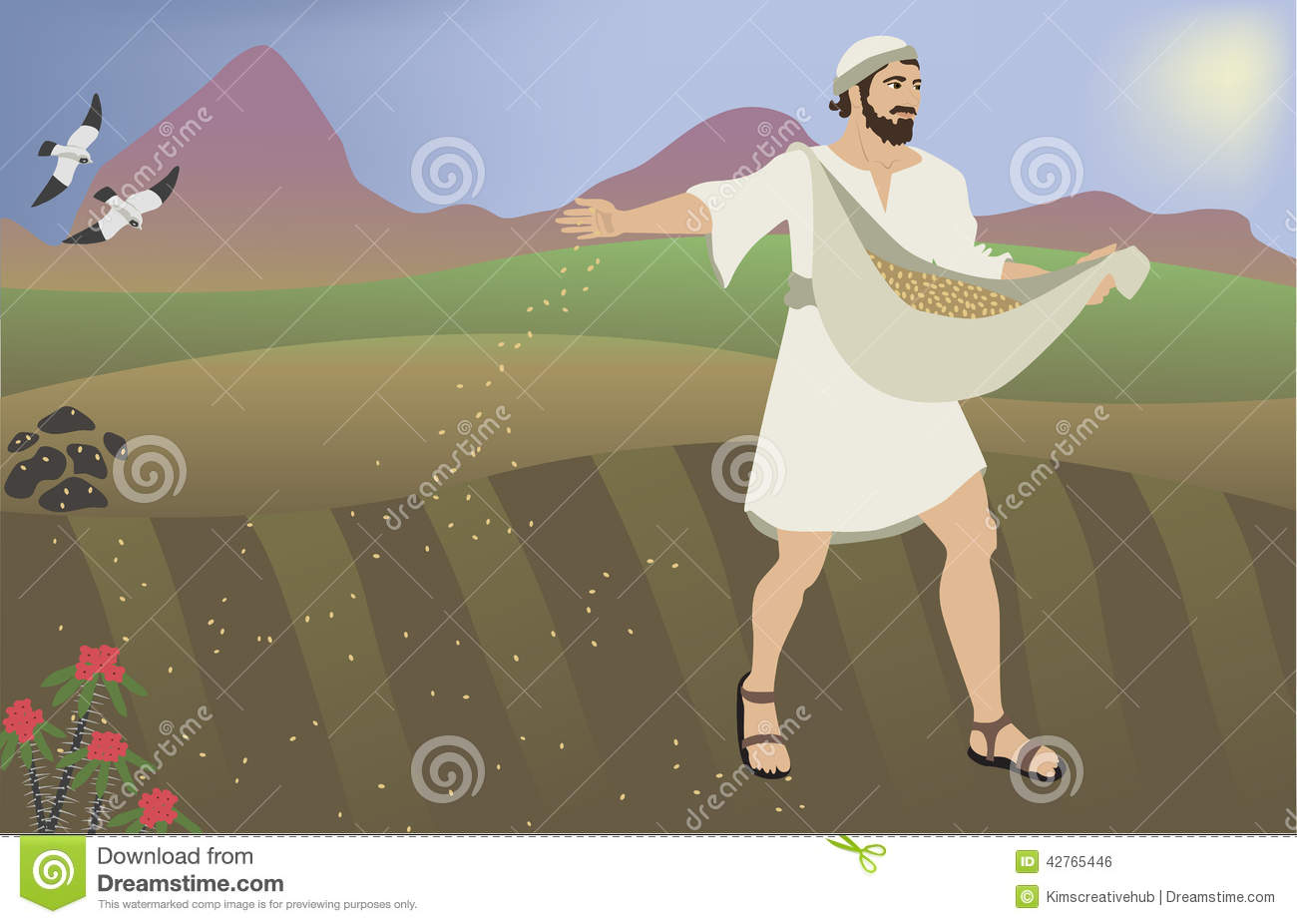 Biblical Illustration Of The Parable Sower Of Seeds  Baced On Bible