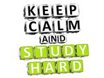 Calm And Study Hard Button Click Here Block Text Stock Illustration