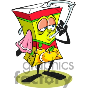 Cartoon Juice Box Drinking Itself
