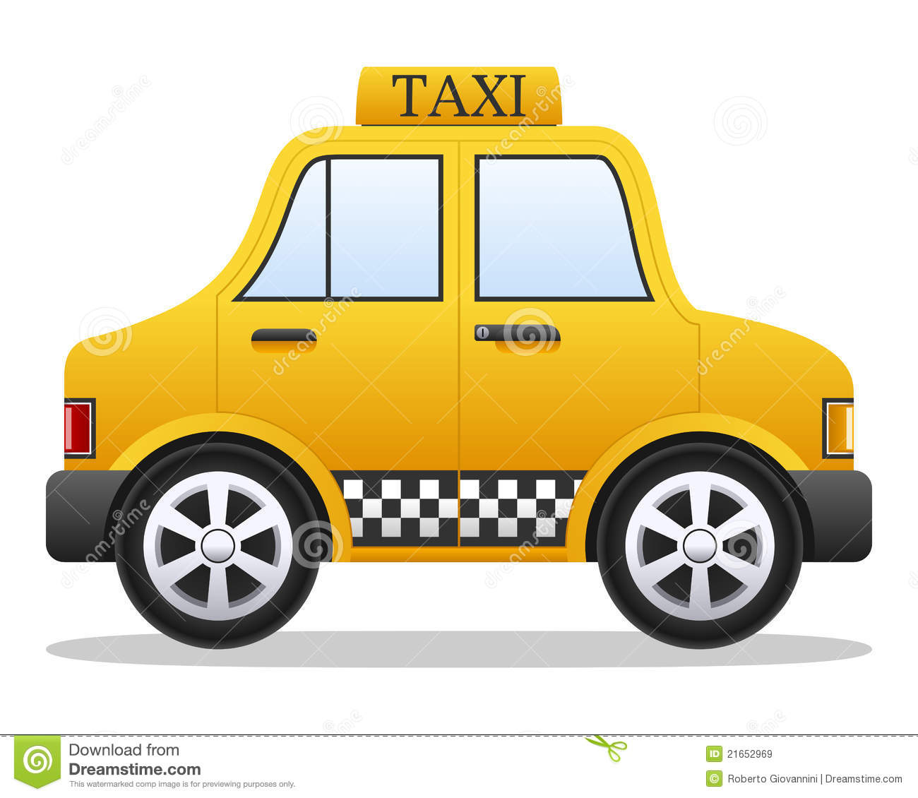 Cartoon Yellow Taxi Cab Car Isolated On White Background  Eps File