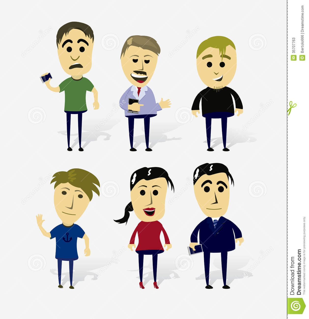Characters Set Of Cartoon Office Worker In Various Poses For Use In