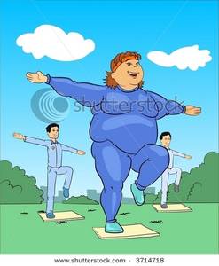 Clip Art Image  A Fat Woman Doing Aerobics In The Morning