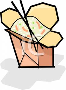 Clip Art Image  Two Chopsticks With A Box Of Fried Rice