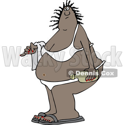 Clipart Of A Fat Black Woman In A Bikini   Royalty Free Vector