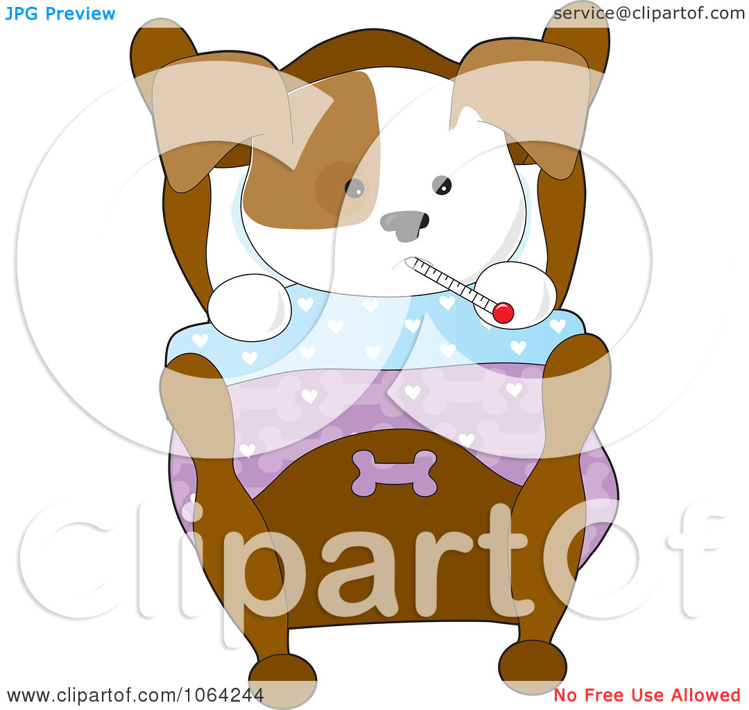 Clipart Sick Puppy Resting In Bed   Royalty Free Vector Illustration