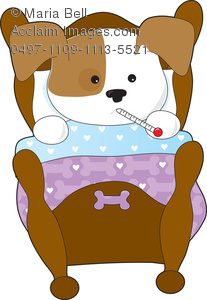 Cute Cartoon Puppy Sick In Bed Clipart Image   Acclaim Stock