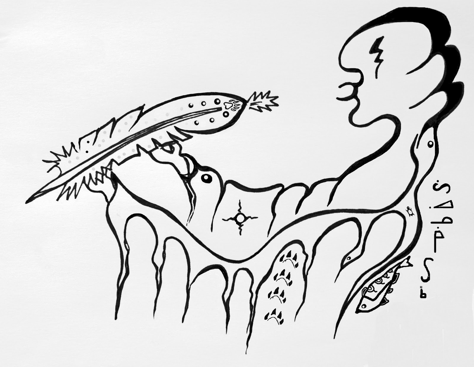 Eagle Feathers Drawings Oshki Miigwan First Feather