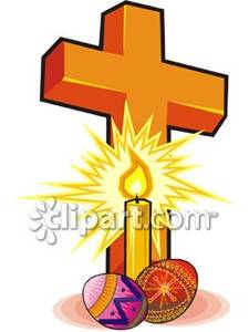 Easter Cross With Eggs And A Candle   Royalty Free Clipart Picture