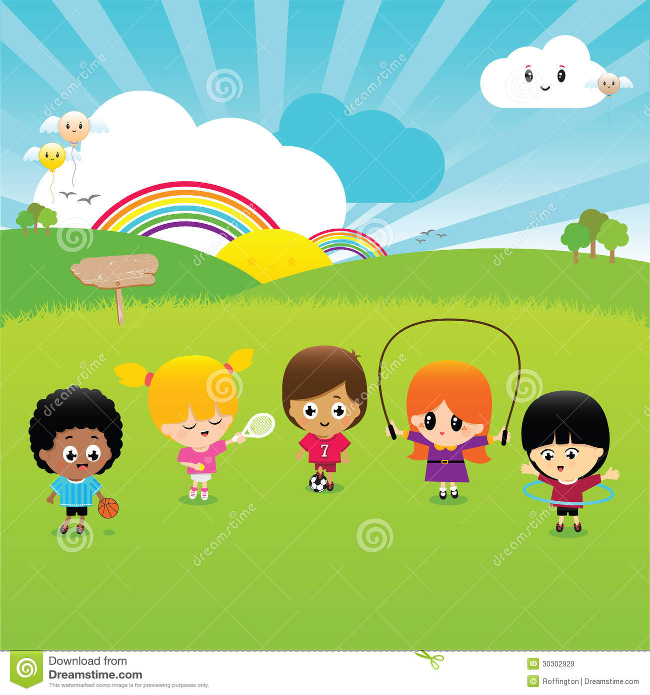 Exercising And Playing Sports Outdoors With Rainbows And Sunshine
